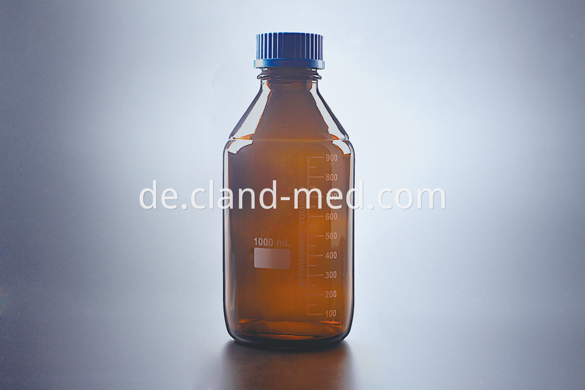 1408-1 Reagent Bottle (Media Bottle) with Plastic Blue Screw Cap,Amber